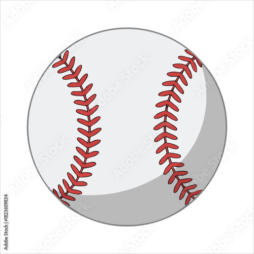 Professional baseball sport game ball with red stitching isolated vector illustration on white background