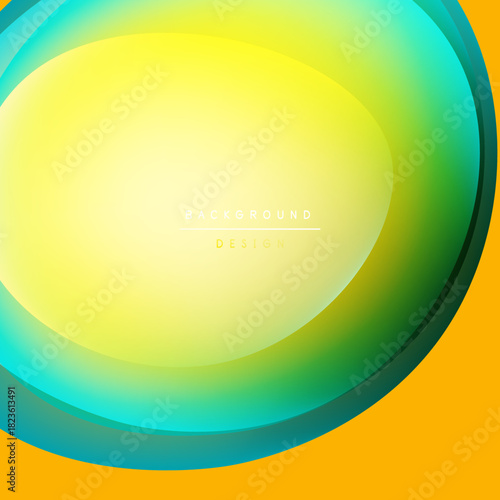 Abstract vibrant background. Yellow, green, turquoise hues blend smoothly. Circular design creates depth, modern aesthetic. Simple, clean presentation.