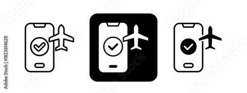 Boarding  Solid color and black line drawing vector illustration set