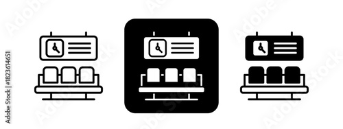 Lounge  Solid color and black line drawing vector illustration set