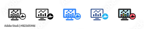 Study Monitoring Icon Set Multiple Style Collection