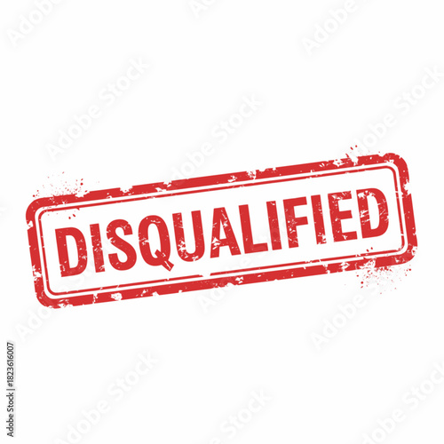 Red rubber stamp with the word 'DISQUALIFIED' in capital letters, slightly angled.