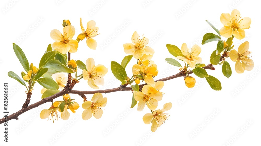 Obraz premium Spring flower branch showcasing lovely yellow blooms high resolution picture