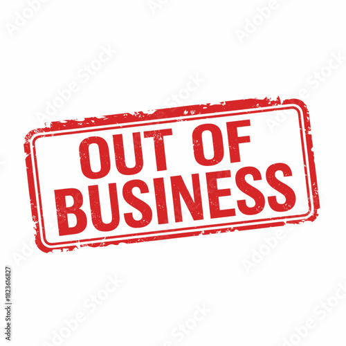 Red stamp with the words 'Out of Business' on a white background.