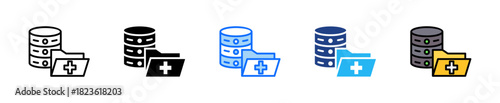 Clinical Database Icon Set Multiple Style Collection