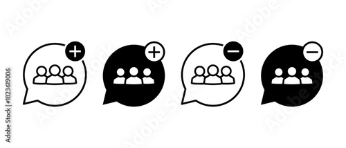 Group Chat Icon Set. Team Communication and Messaging Symbols