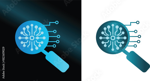 AI search magnifier vector icon