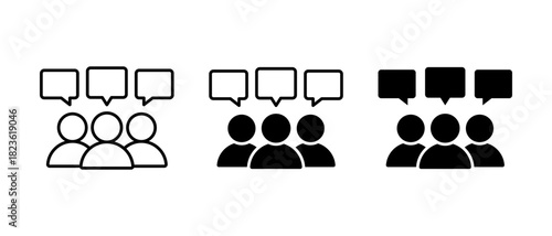 Group Chat Icon Set. Team Communication and Messaging Symbols