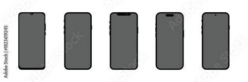 Smart Phone icon set illustration. Call sign and symbol . Smartphone frame mockup vector set with different notch styles and bezel designs . eps 10