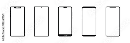 Smart Phone icon set illustration. Call sign and symbol . Smartphone frame mockup vector set with different notch styles and bezel designs . eps 10