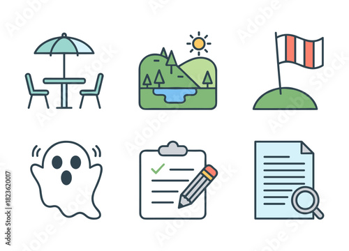 Set of diverse vector icons representing various concepts