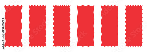  Set of frames with zigzag edge, scallop edge shape. Rectangle shape frame with zigzag edge. Scallop squiggly borders frame collection. 