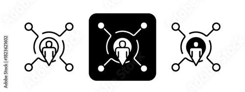 Internal  Solid color and black line drawing vector illustration set