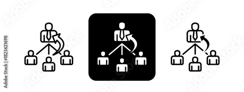 Succession Planning  Solid color and black line drawing vector illustration set
