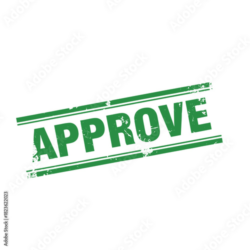 Green grunge rubber stamp impression with the word APPROVE isolated on a white background.