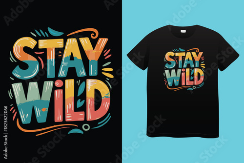 Roam far stay wild nature typography vector t shirt design with minimalist font for outdoor adventurers and nature-inspired graphic apparel prints
