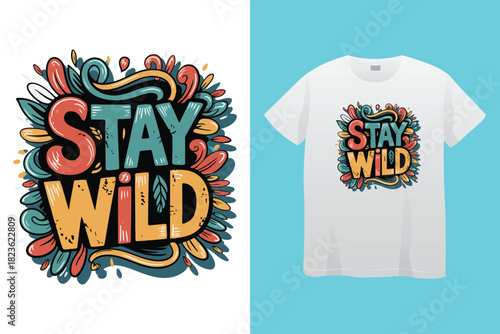 Roam far stay wild nature typography vector t shirt design with minimalist font for outdoor adventurers and nature-inspired graphic apparel prints