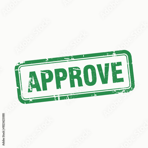 Green rectangular stamp with the word APPROVE in bold white letters, on a white background.