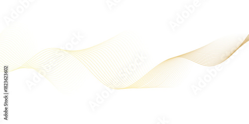 Abstract golden wavy lines Digital frequency track equalizer background. Curved wave smooth stripe seamless pattern. Wave lines created using blend tool. graphic design template banner business wave.