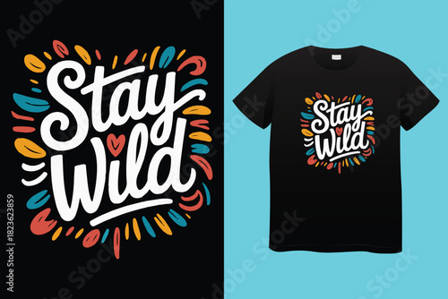 Roam far stay wild nature typography vector t shirt design with minimalist font for outdoor adventurers and nature-inspired graphic apparel prints