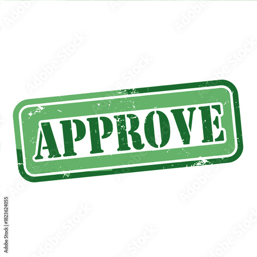 A green rectangular rubber stamp with a distressed texture, showing the word APPROVE in bold capital letters.