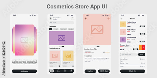 Cosmetics E-commerce Mobile Application User Interface.