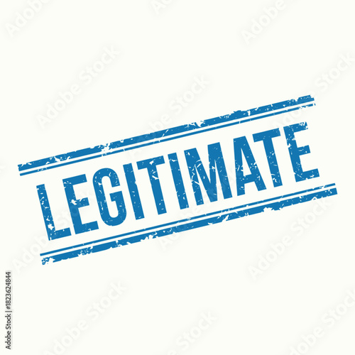 Blue stamp impression of the word LEGITIMATE, indicating authenticity and validation, on a white background.