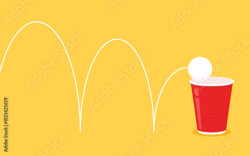 Red beer cup vector. Red plastic cup isolated on white background. Red plastic party cup.