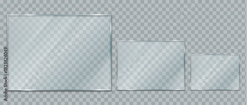 Transparent Glass Panel Frame Set – Realistic Glass Texture Mockup with Reflection and Light Effects