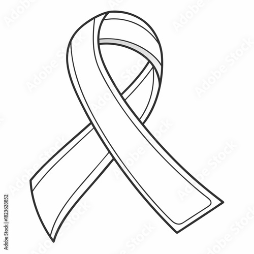 A simple black and white line drawing of a ribbon symbolizing awareness and support for various causes and campaigns