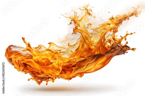 Fototapeta Naklejka Na Ścianę i Meble -  Splash of orange liquid with a white background