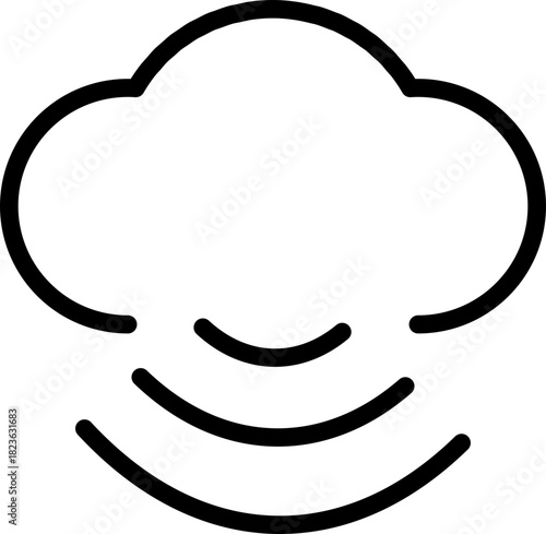 Cloud Data Sync Line Vector Icon - Cloud Connection Signal SVG Symbol