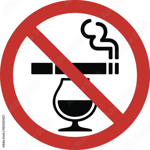No smoking and alcohol drinking vector sign