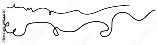 Curly One-Line Squiggle Ornament Set with Wavy Decorative Doodle Elements in Editable Stroke – Minimal Tangle Line Art Illustration on White Background