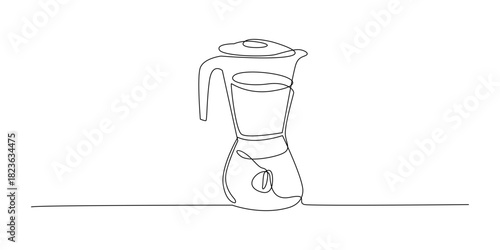 Continuous line drawing of a blender. Single-line illustration suitable for kitchen appliances, cooking tools, household equipment, culinary preparation, and food-making concepts.