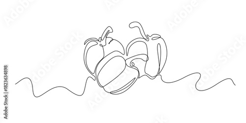 continuous line of paprika. single line drawing of paprika group. suitable for organic food themes, fresh produce and others.