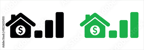 Real estate investment growing fast showing financial graph and home value dollar symbol, visualizing market trends and property appreciation now.