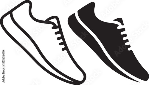 Running shoes line and glyph icon, fitness and sport, gym sign vector graphics, a linear pattern on a white background