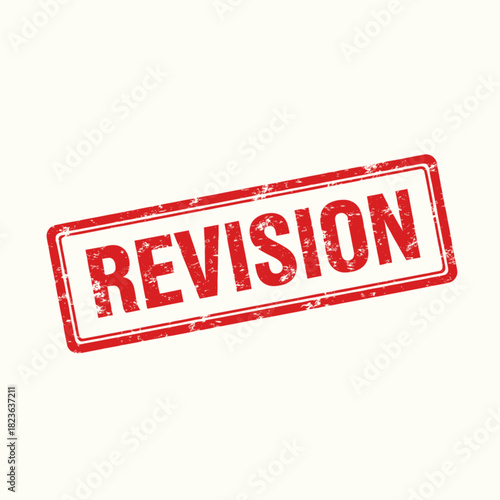 Red rectangular stamp with the word "REVISION" in bold, indicating a need for changes or updates.