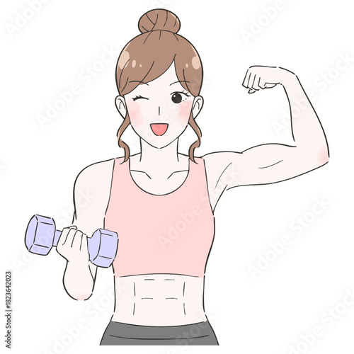 ダンベルで鍛える女性 イラスト