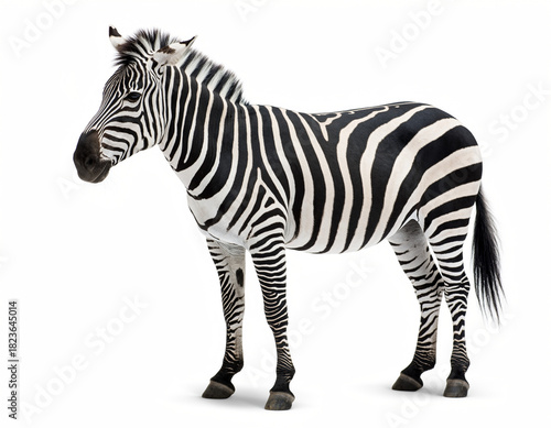 Realistic Zebra Full Body Isolated on White