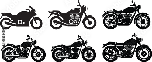Stylized black silhouette of a classic motorcycle vintage