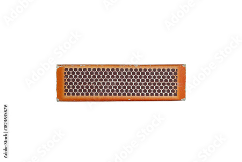 Used matchbox striking surface isolated on transparent background

