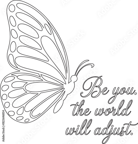 Inspirational butterfly wing design with empowering quote