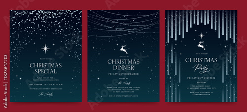 Christmas Winter Invitation Flyer Template in Moody Blue Hues for New Years Eve & Christmas Party