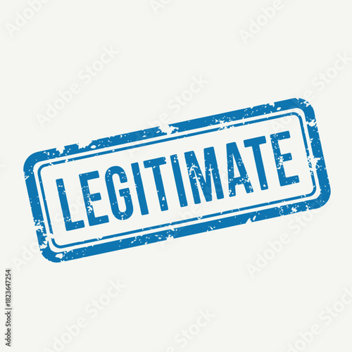 A blue grunge style rubber stamp imprint with the word LEGITIMATE in capital letters.