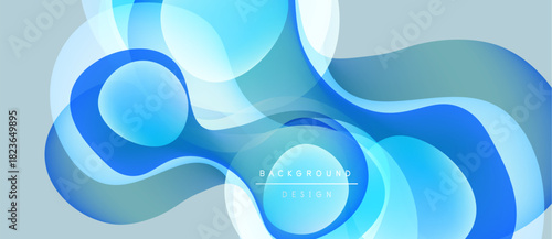 Abstract fluid shapes, blue tones, smooth gradients. Modern design element, light background, dynamic composition.