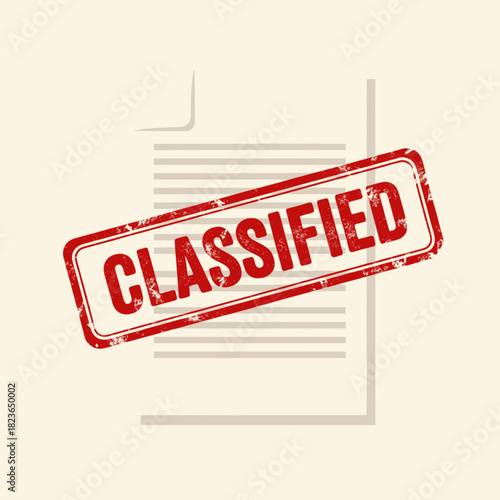 Classified document with red stamp on a beige background.
