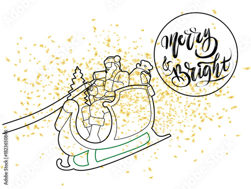  santa claus in sleigh with gifts  santa claus in sleigh with gifts