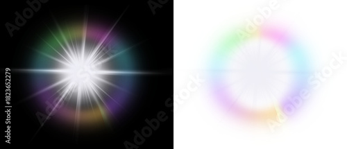 PNG Vibrant light effect with starburst and colorful spectrum flare